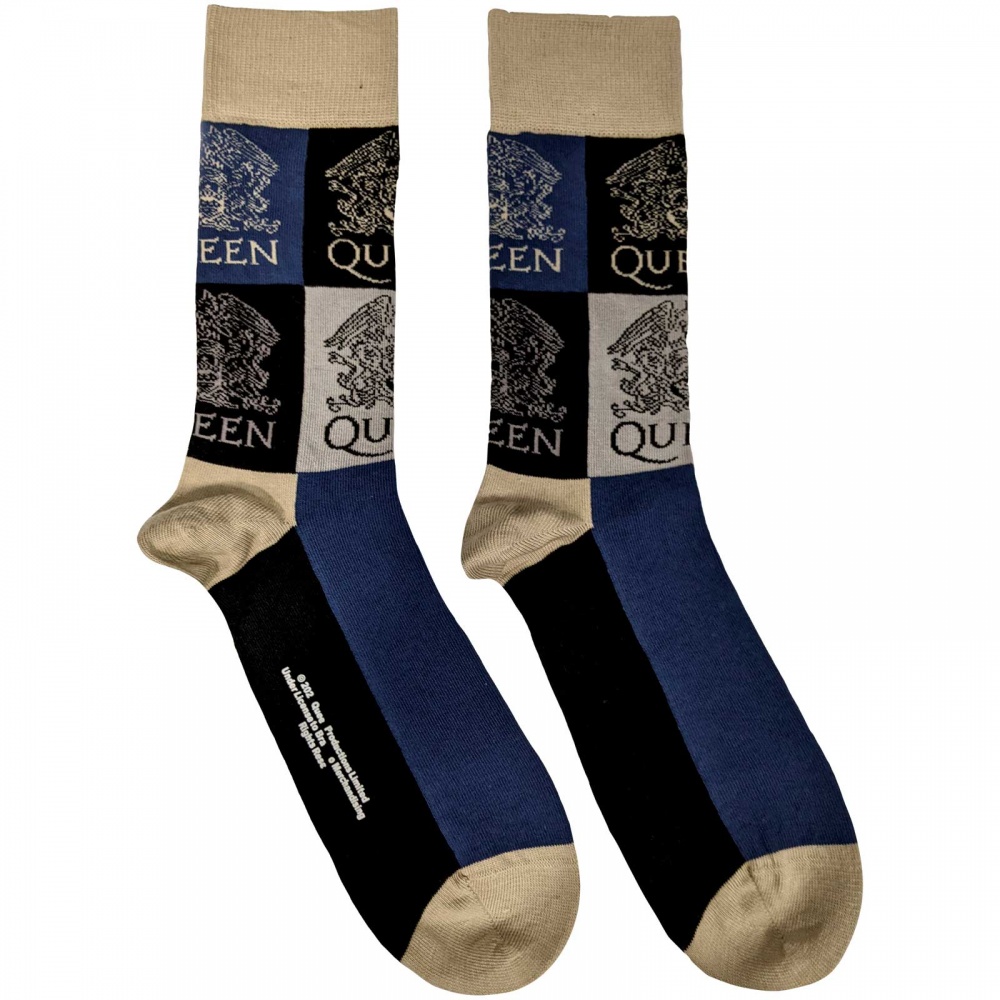 Queen Crest Logo Blocks Socks (7-11)