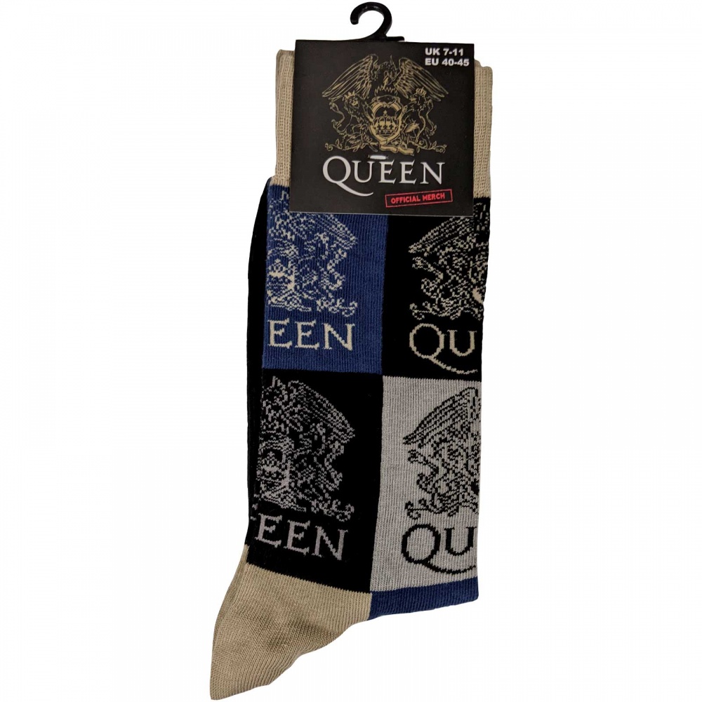 Queen Crest Logo Blocks Socks (7-11)