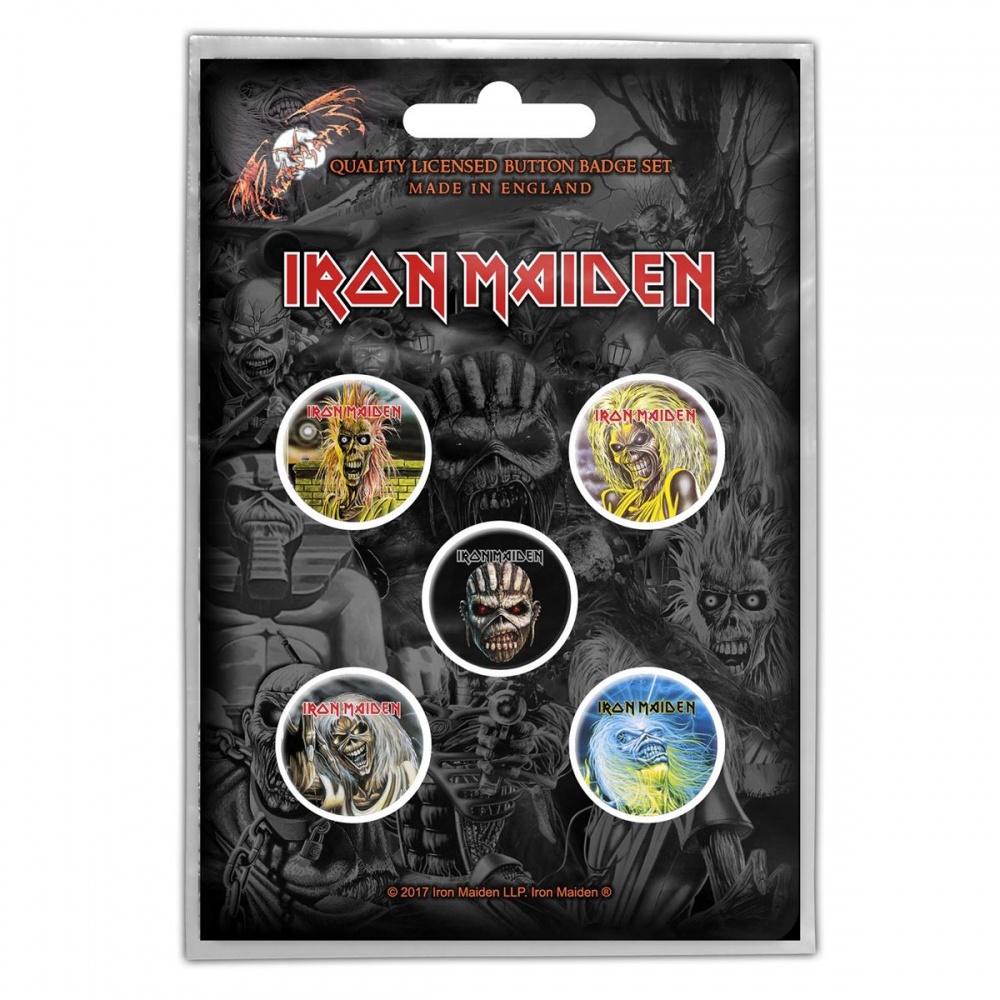 Iron Maiden The Faces of Eddie Button Badge Set