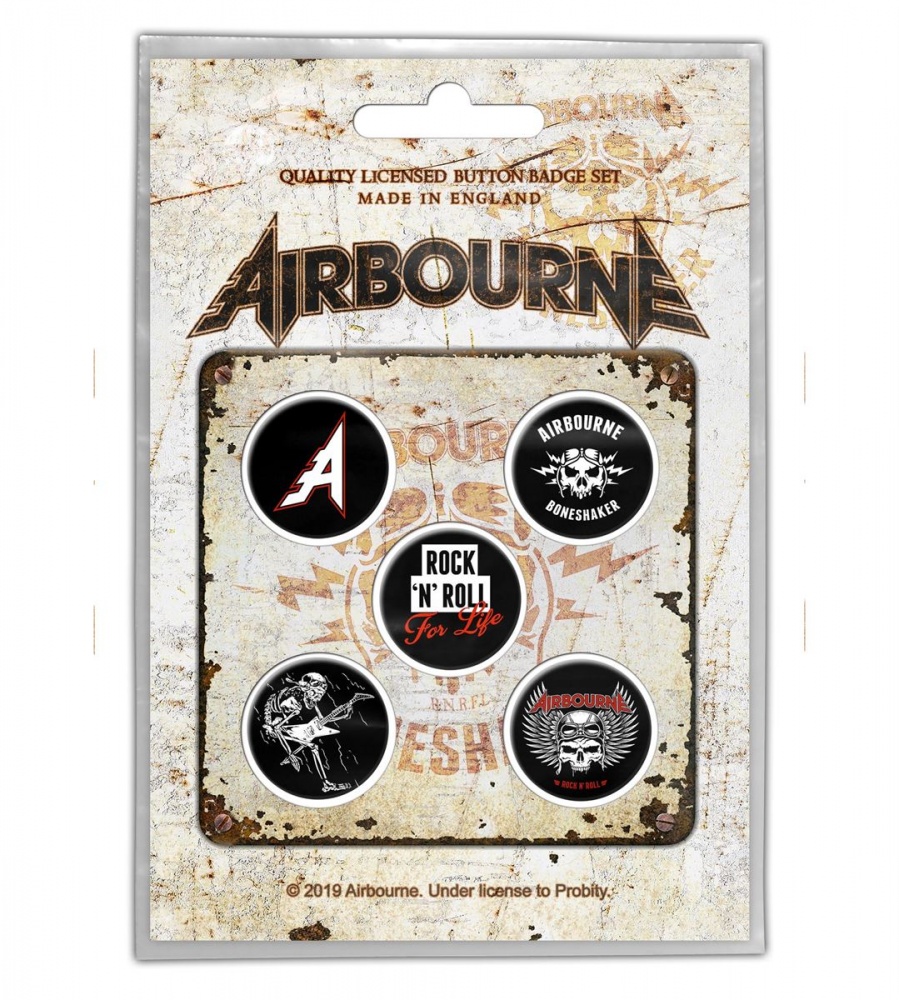 Airbourne Boneshaker Button Badge Set