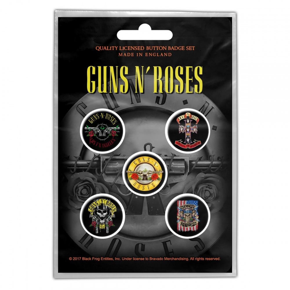 Guns n Roses Bullet Logo Button Badge Set