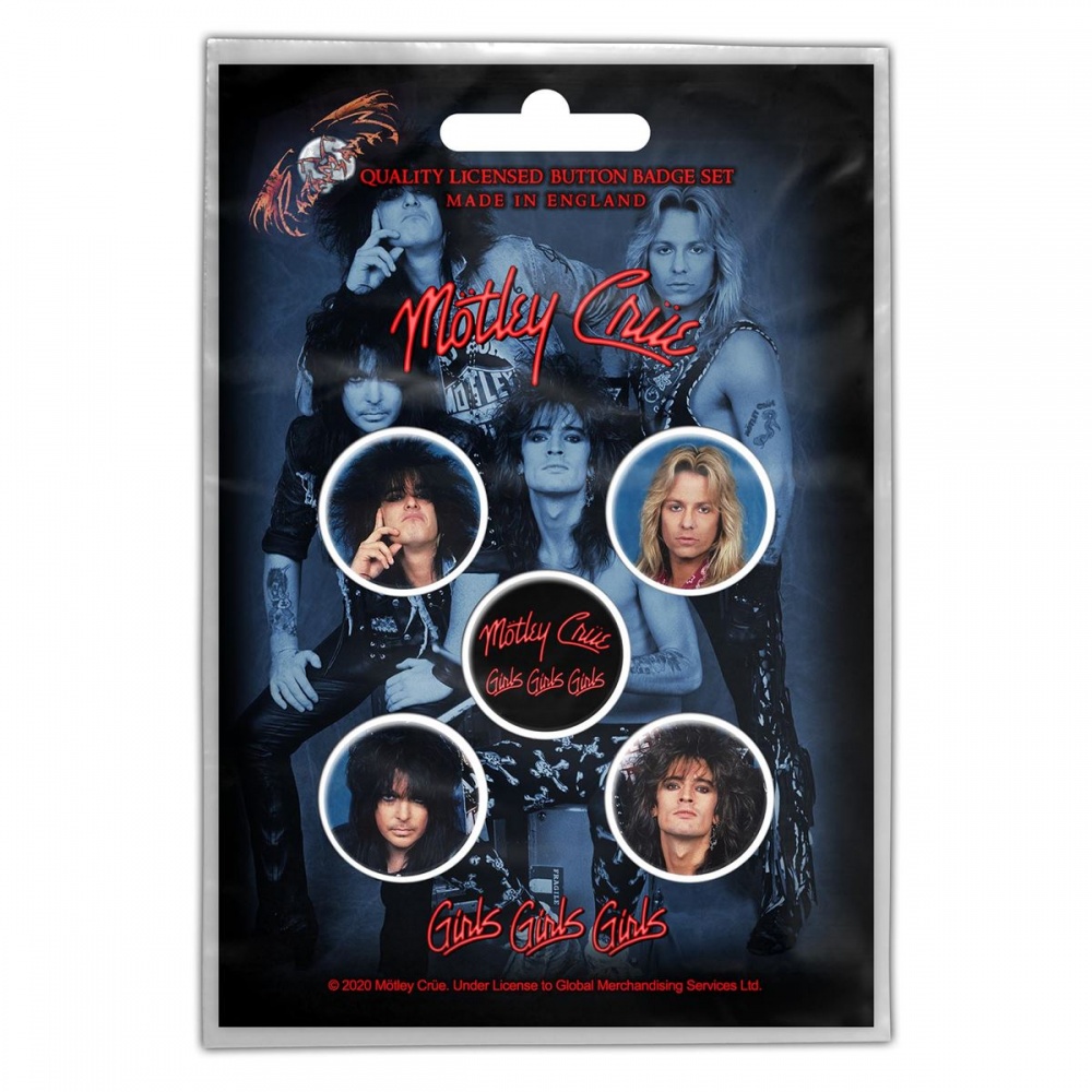 Motley Crue Girls Girls Girls Button Badge Set