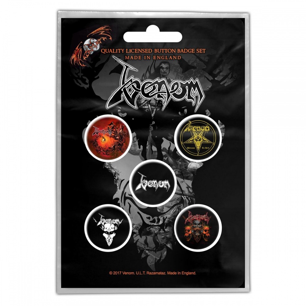 Venom Black Metal Button Badge Set