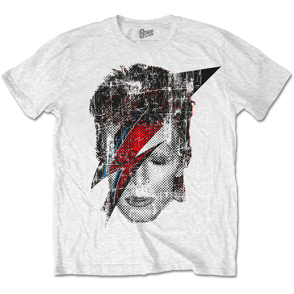 David Bowie Halftone Flash Face White Unisex T-Shirt