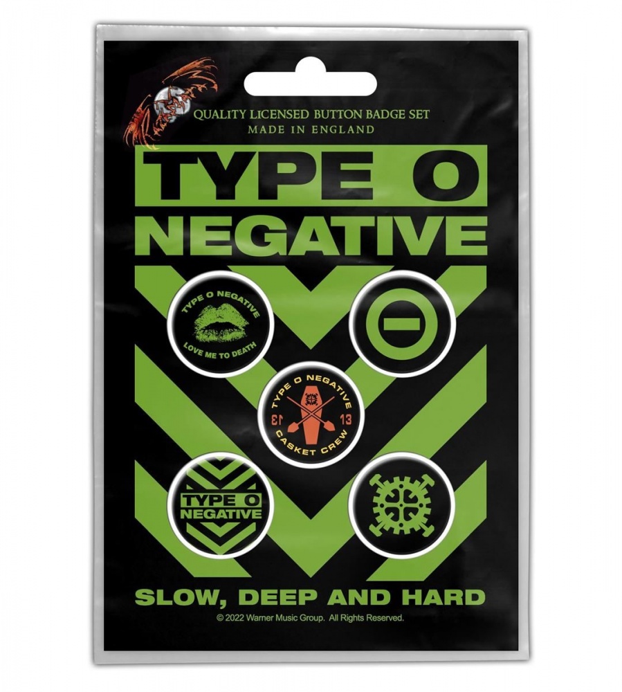 Type O Negative Slow, Deep And Hard Button Badge Set