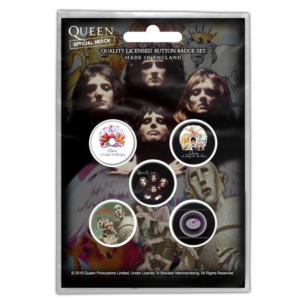 Queen Early Albums Button Badge Set