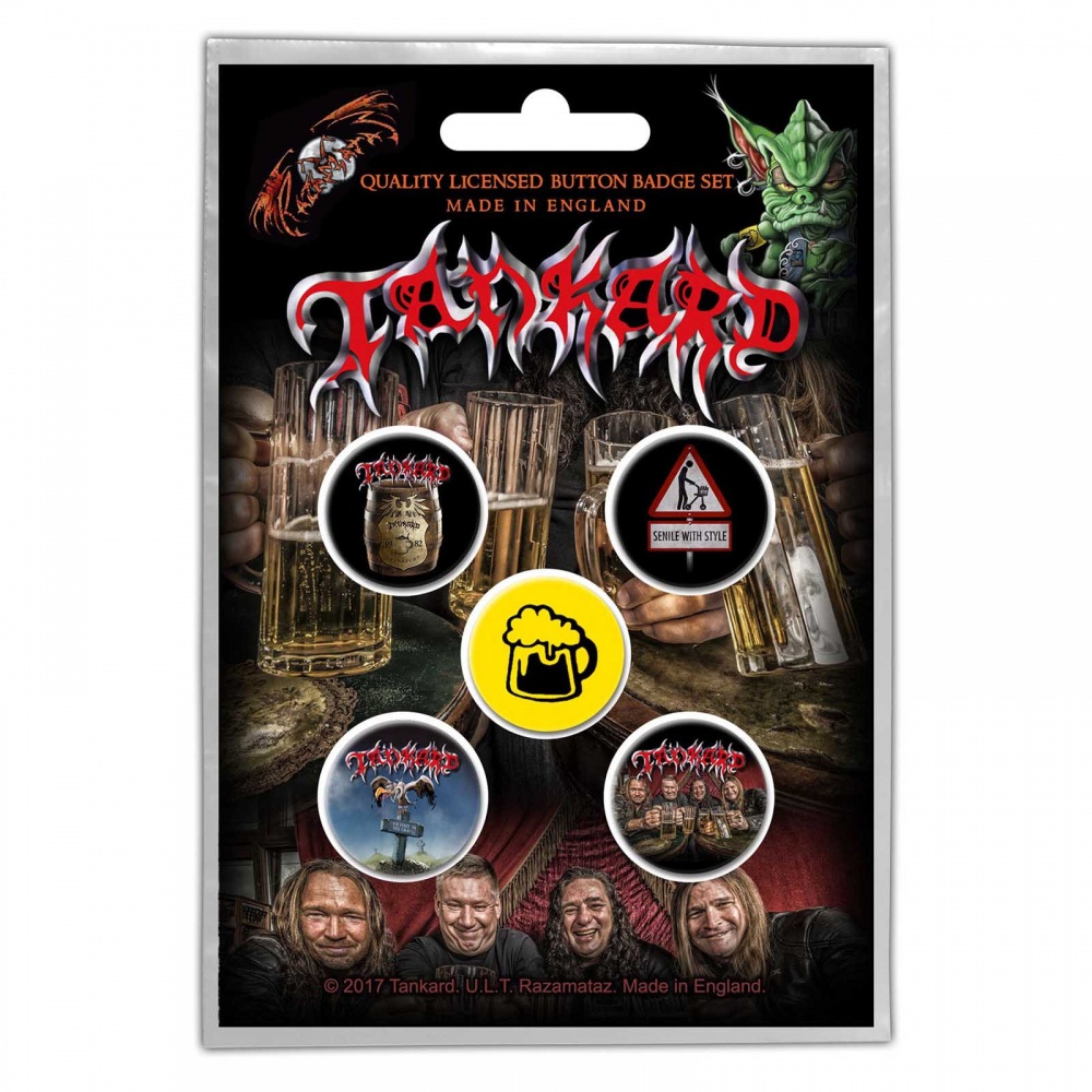 Tankard One Foot In The Grave Button Badge Set