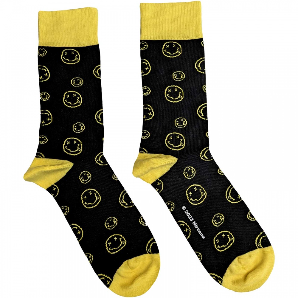 Nirvana Outline Happy Faces Socks (7-11)