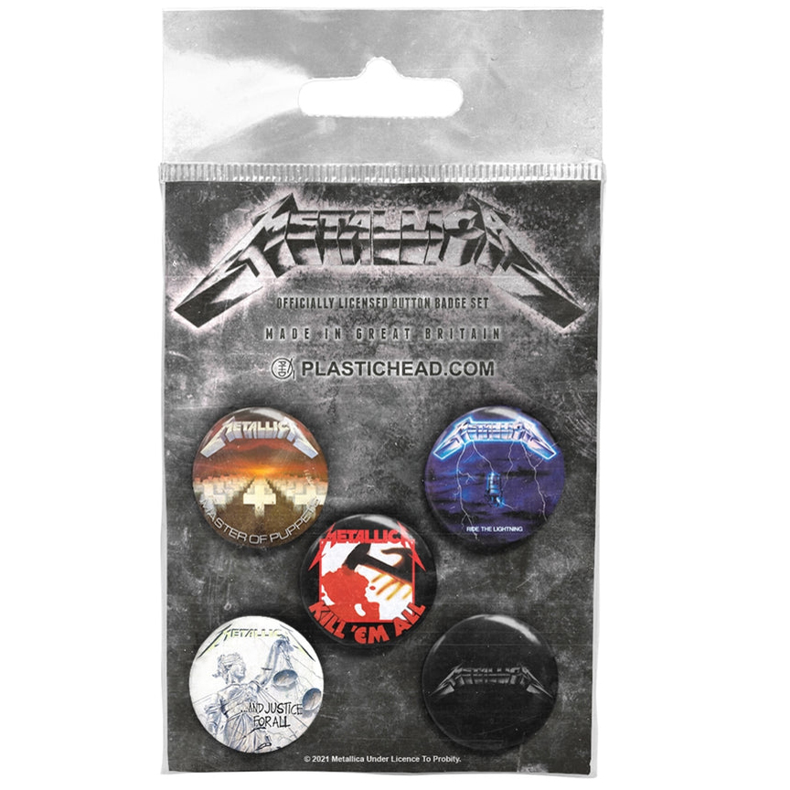 Metallica Albums 1983 - 1991 Button Badge Set