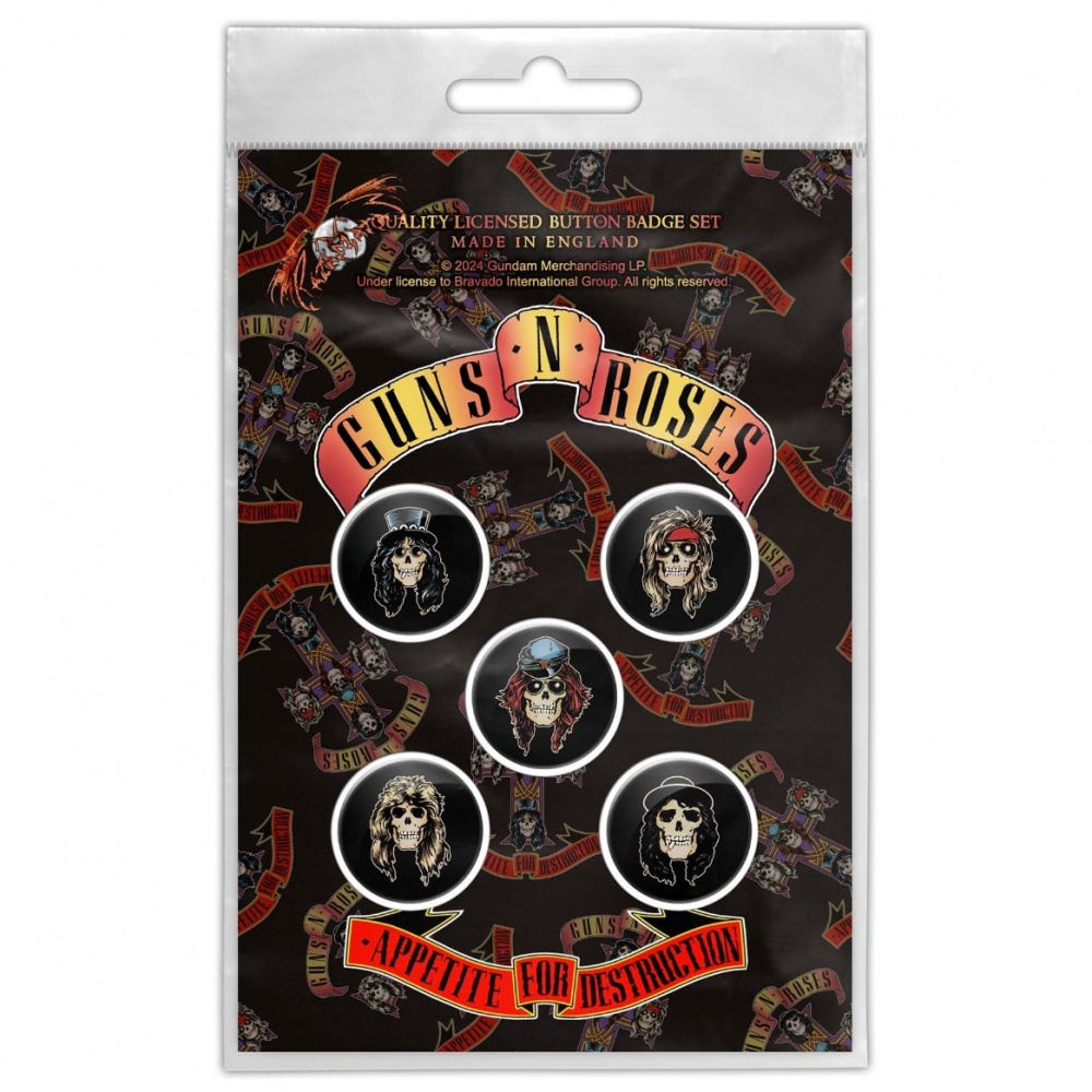 Guns n Roses Appetite For Destruction Button Badge Set