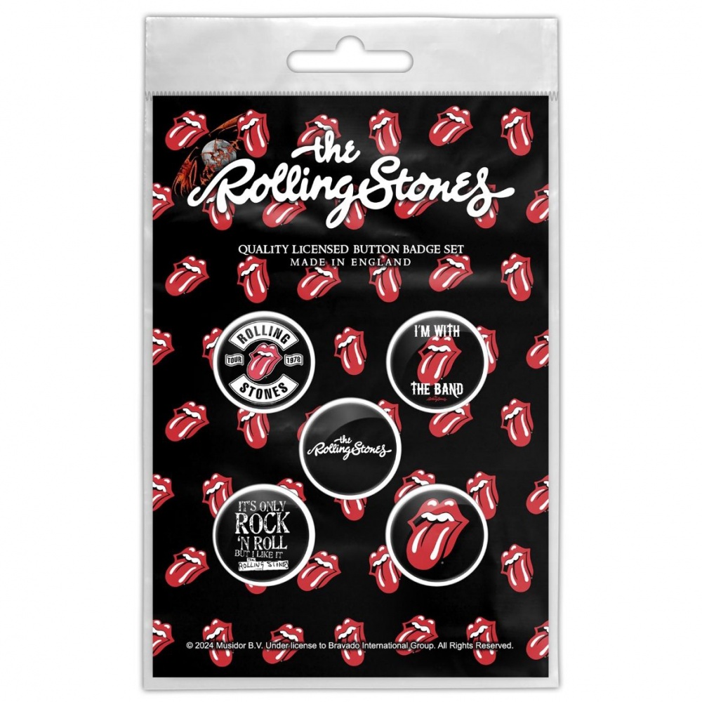 The Rolling Stones Tongue Button Badge Set