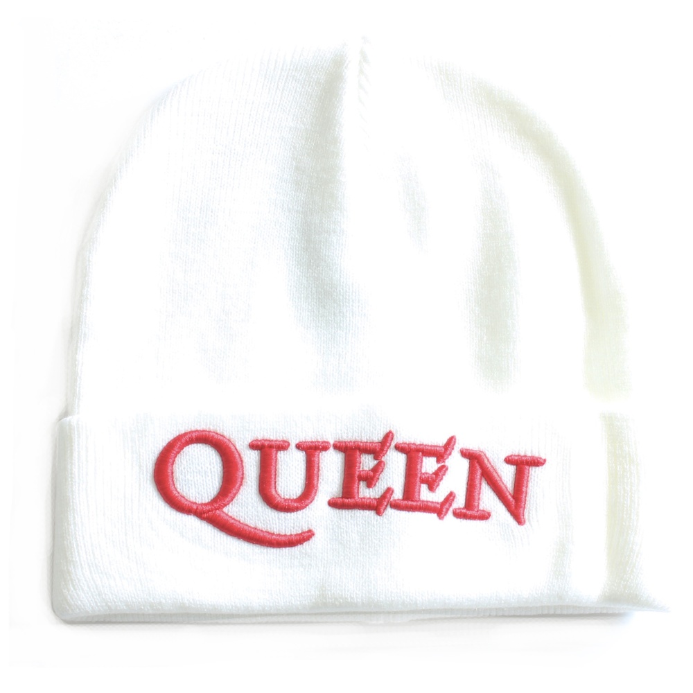 Queen Logo White Beanie Hat