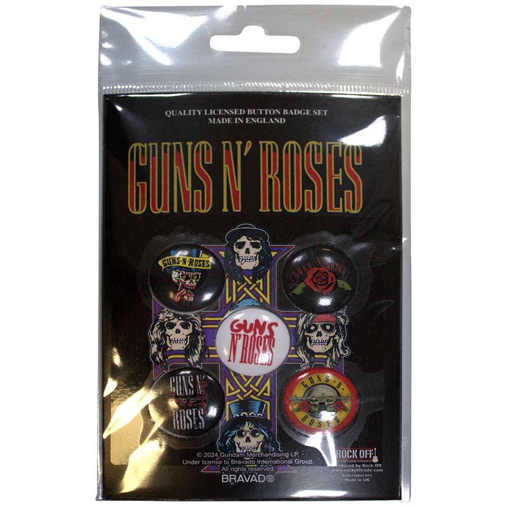 Guns n Roses Appetite Skulls Button Badge Set