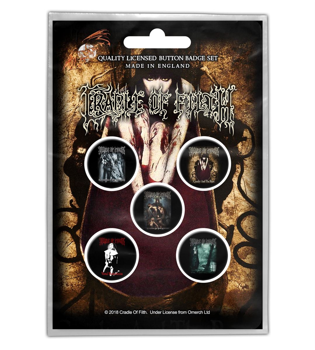 Cradle of Filth Albums Button Badge Set