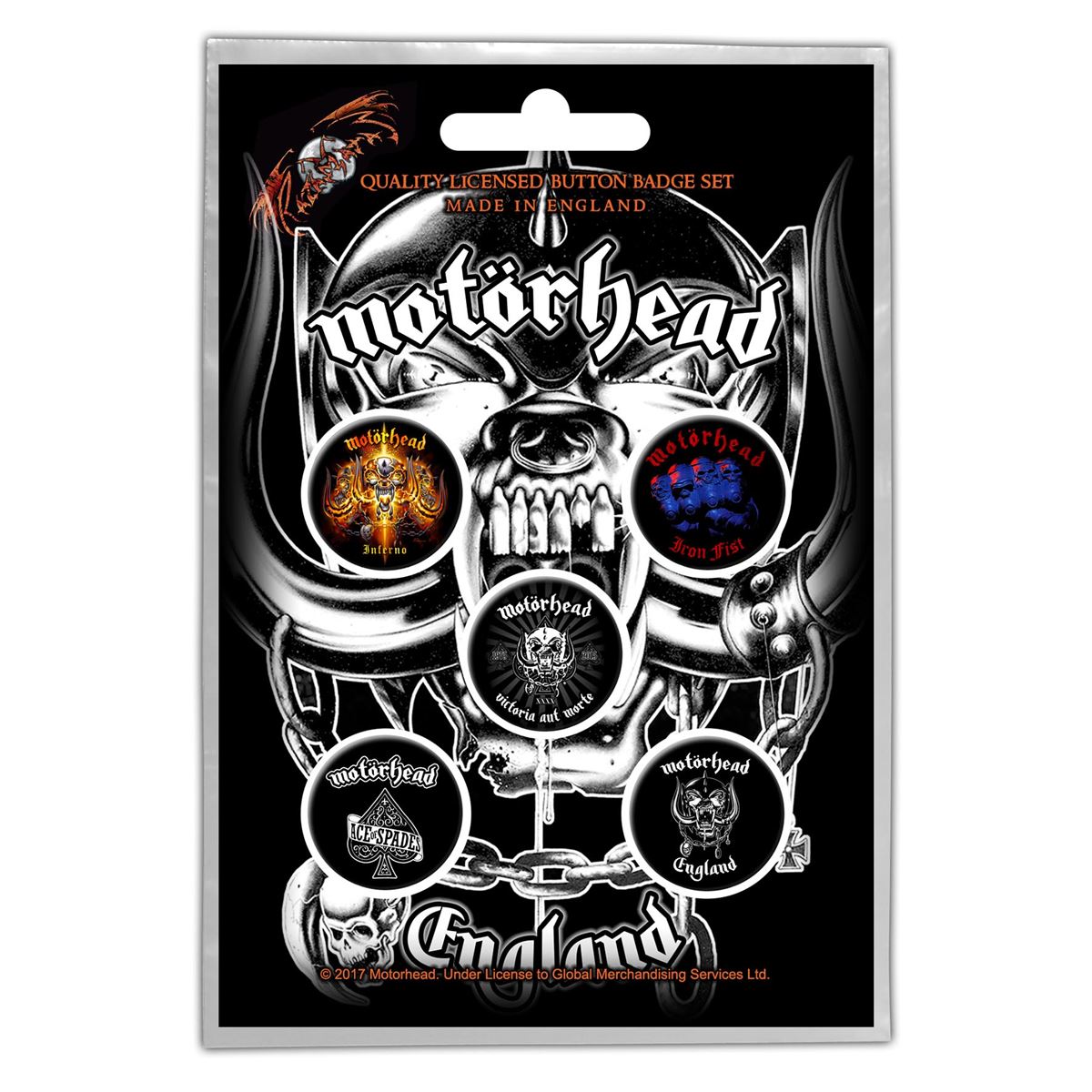 Motorhead England Button Badge Set