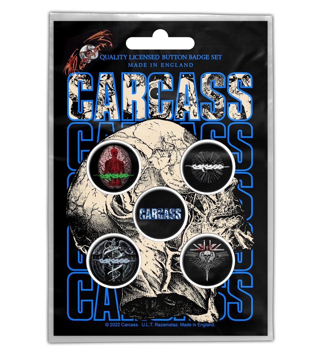 Carcass Necro Head Button Badge Set