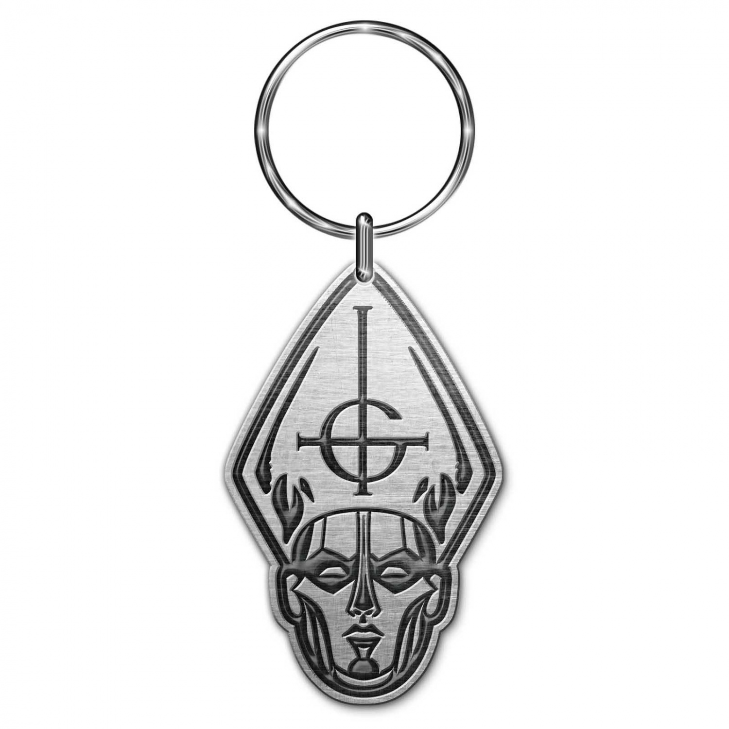 Ghost Papa Head Metal Keyring