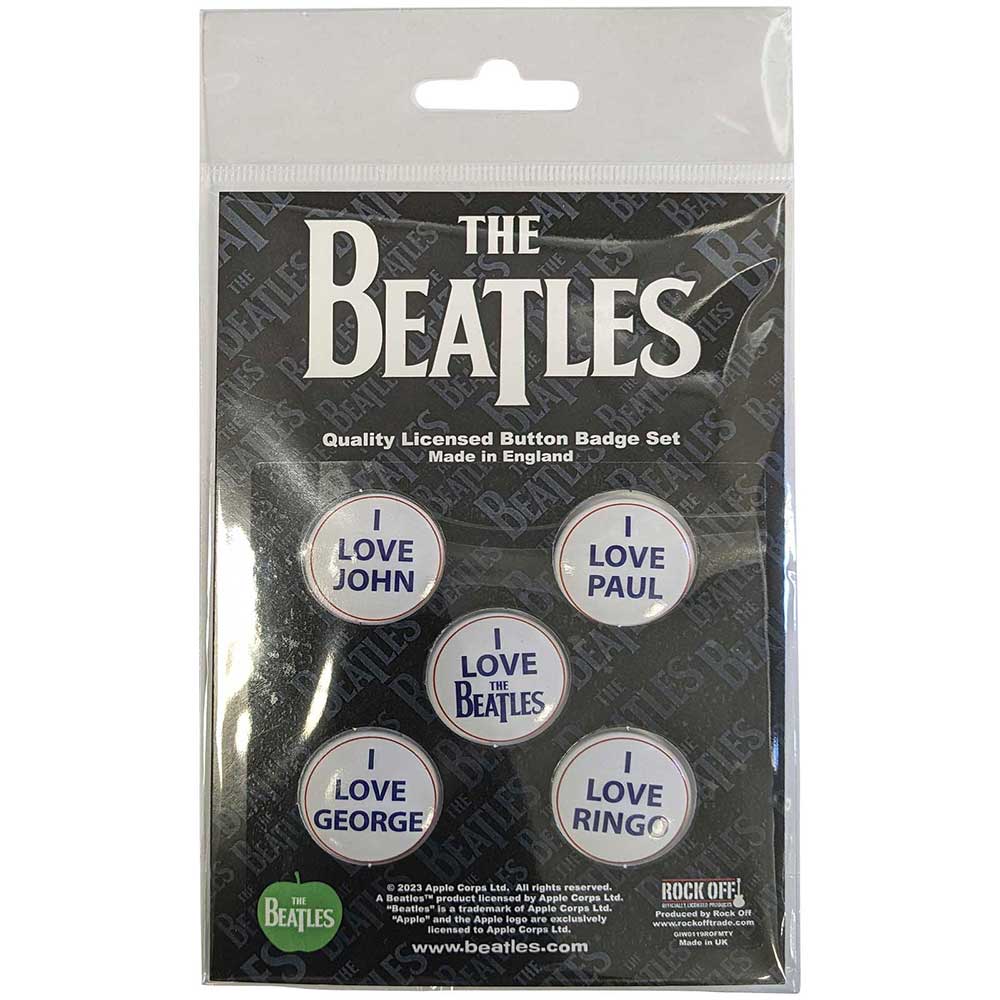 The Beatles I Love Button Badge Set