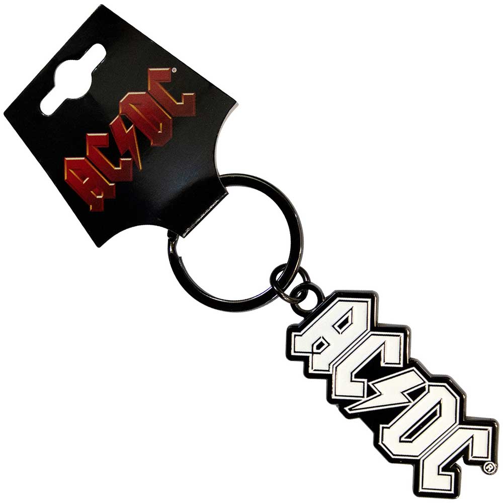 AC/DC White Logo Metal Keyring