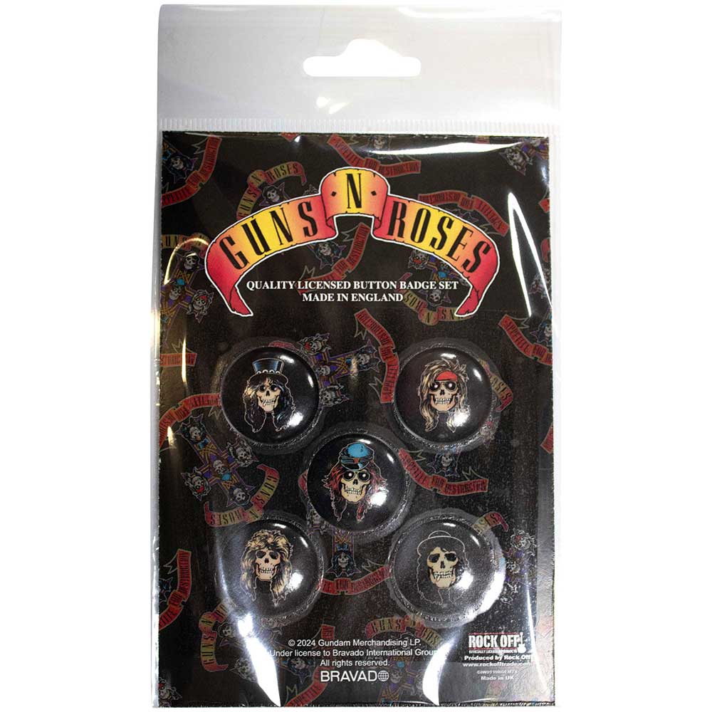 Guns n Roses Bullet Logo Button Badge Set